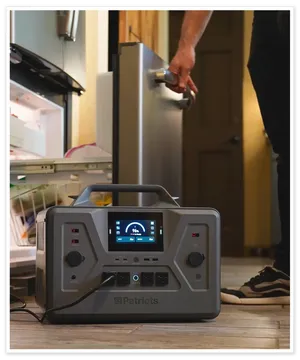 Man using generator to power freezer