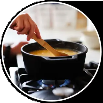 Step 2: pour food into cookware and simmer