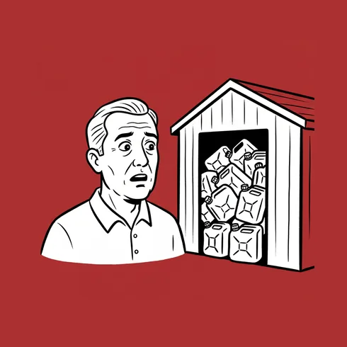 Illustration: Gasoline storage and garage fire hazard