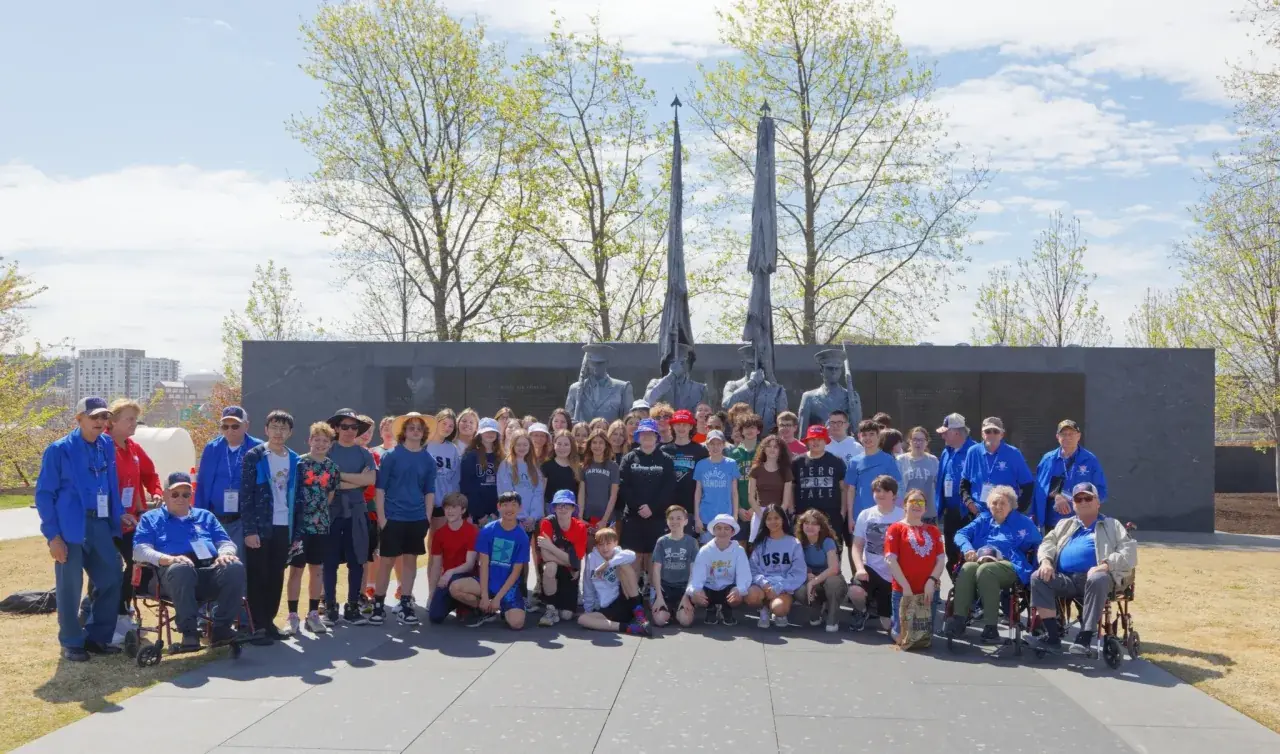 4Patriots-sponsored Honor Flight veterans at the Air Force Memorial, Arlington VA